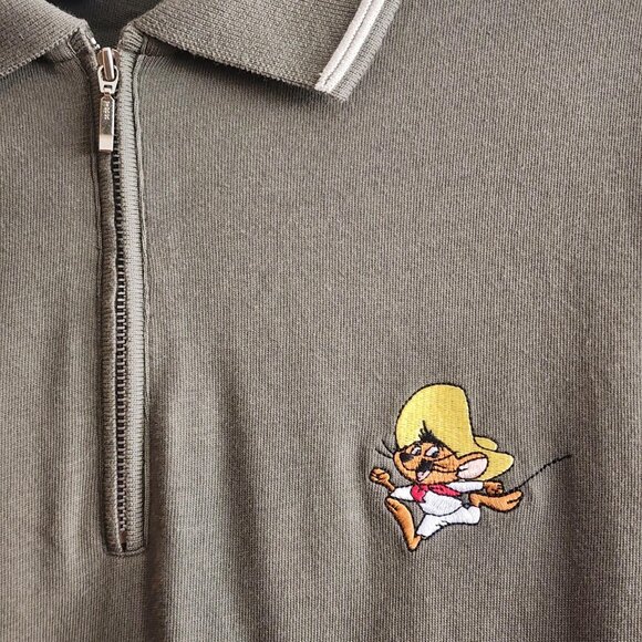 Vintage Speedy Gonzales Shirt Mens Medium Warner Bros Polo Cartoon 90s - Picture 2 of 8